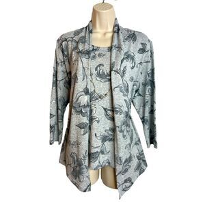 ALFRED DUNNER Grey Floral 2 in 1 Top | Size S